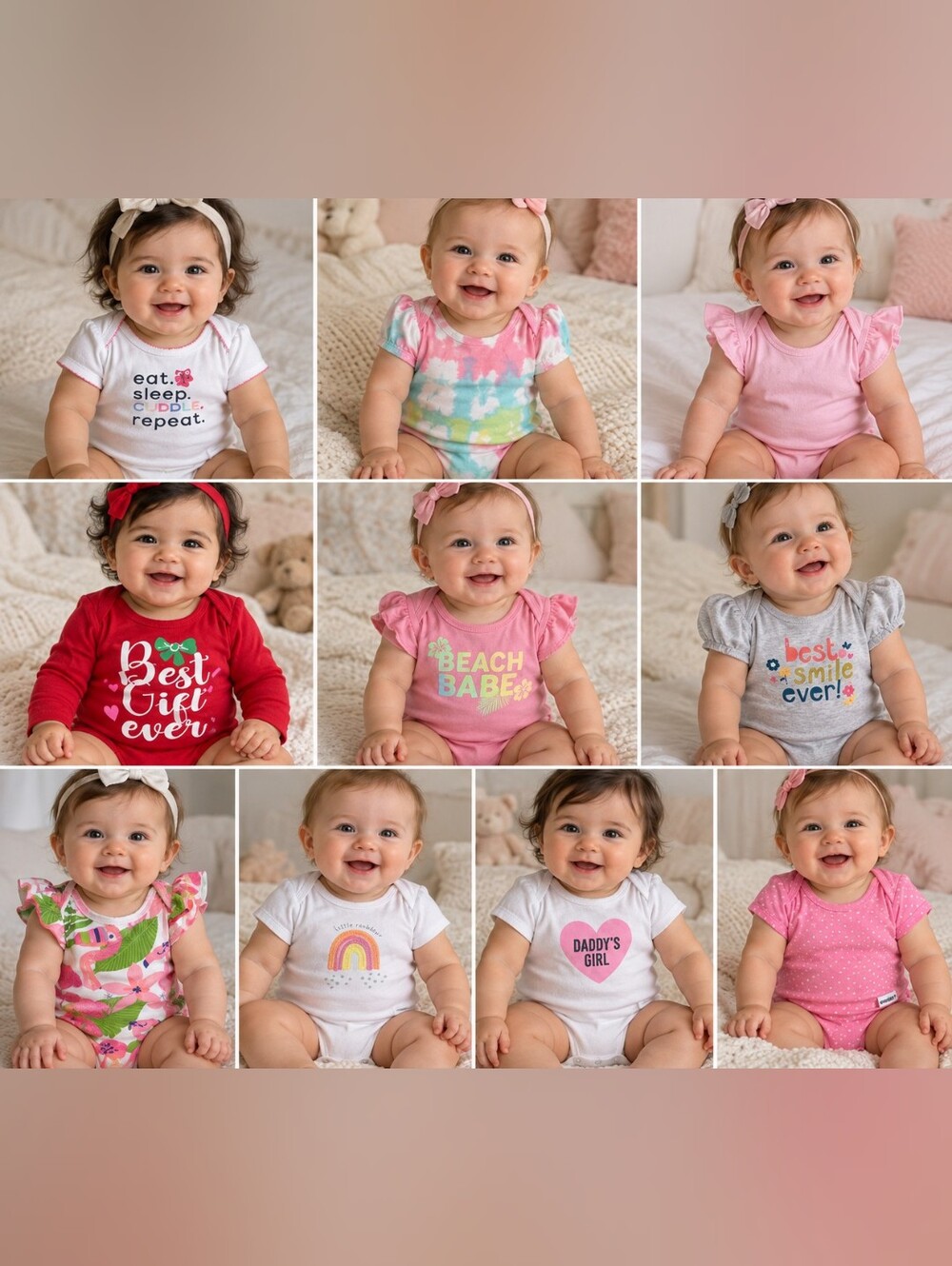 Newborn 0-3 Month Baby Bodysuit Onsies 10 Count
